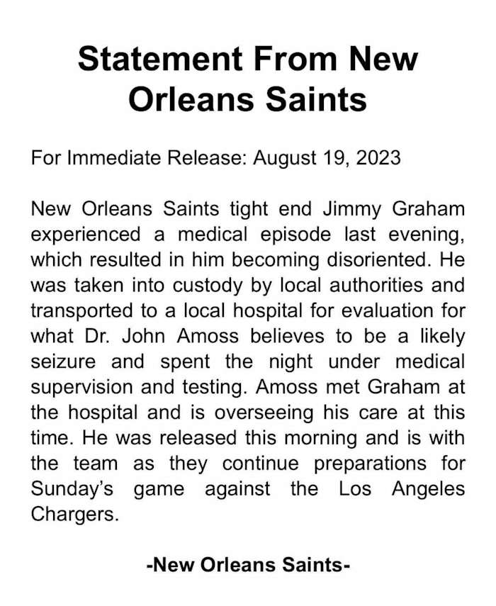 Saints response to Graham's arrest